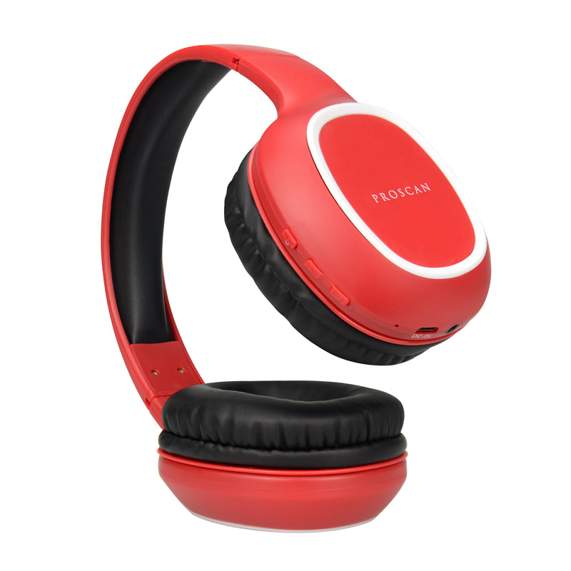 Proscan Full-Sized Bluetooth Stereo Headphones with Microphone - Red