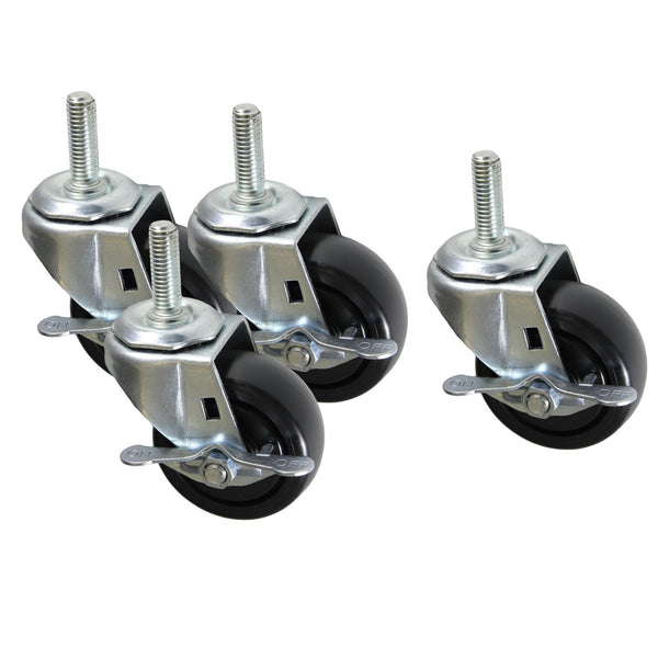 Hammond Manufacturing Heavy Duty 2000-lb Capacity Casters with 7.62-cm (3-in) Threaded Stem  - 4-pack - Black