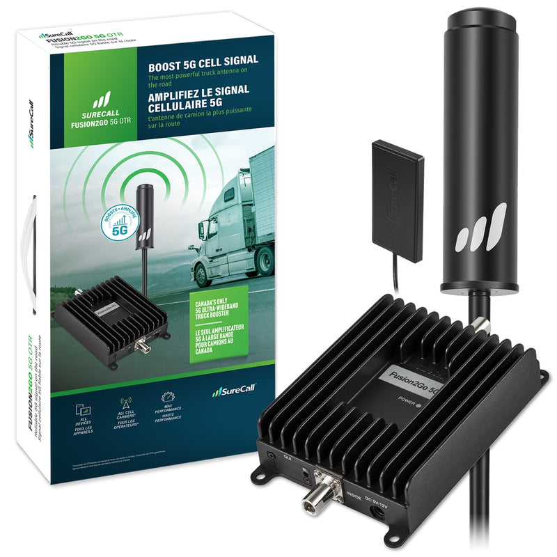 SureCall High-Performance 5G Ultra-Wideband Vehicle Cell Phone Signal Booster for Trucks - Black