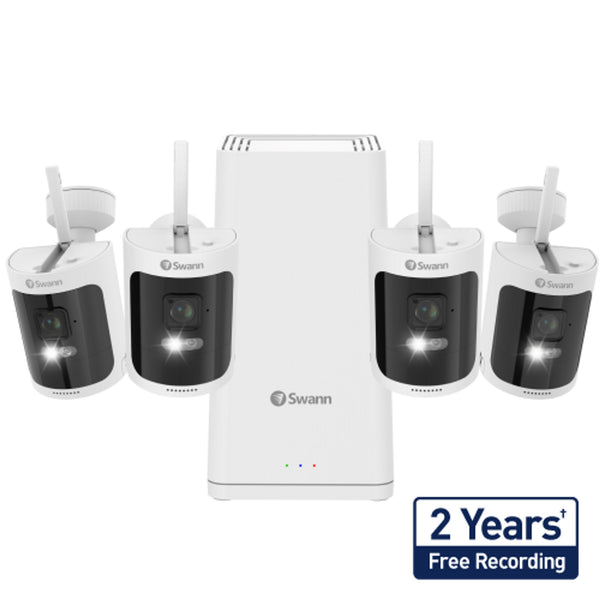 Swann AllSecure650 Wi-Fi NVR PowerHub 2K Wireless Security Kit with 4 x Wire-Free Cameras - White