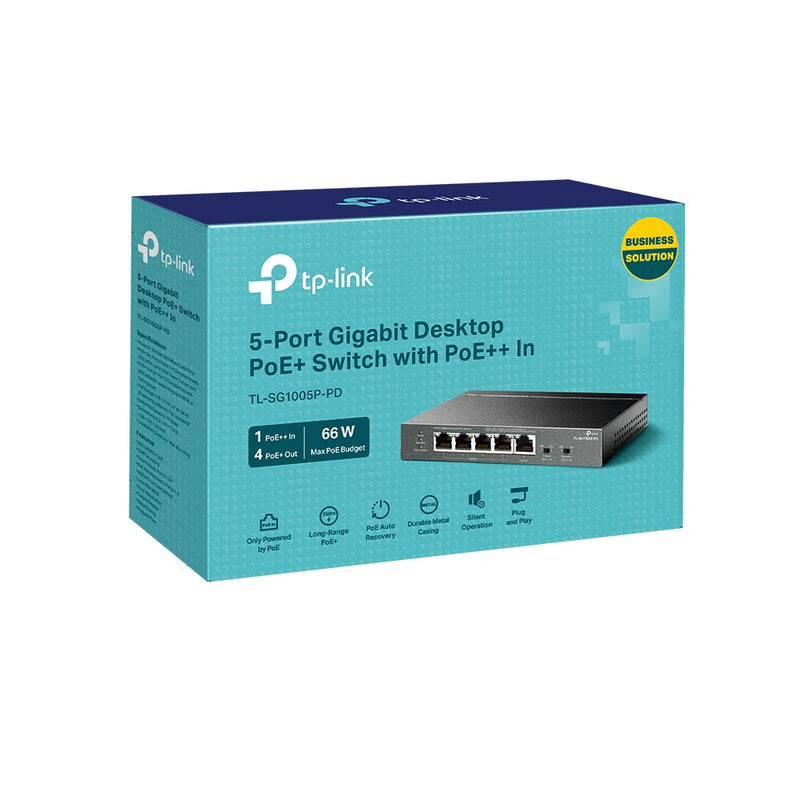 TP-Link 5-Port Gigabit Desktop PoE+ Switch with 1-Port PoE++ In and 4-Port PoE+Out - Grey