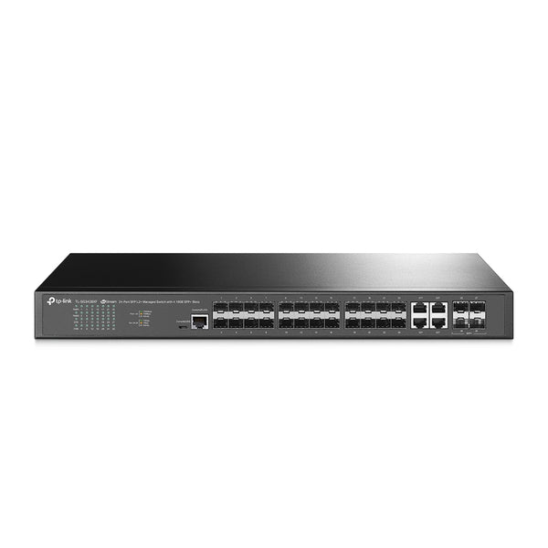 TP-Link JetStream 24-Port SFP L2+ Rackmountable Managed Switch with 4 x 10GE SFP+ Slots - Grey
