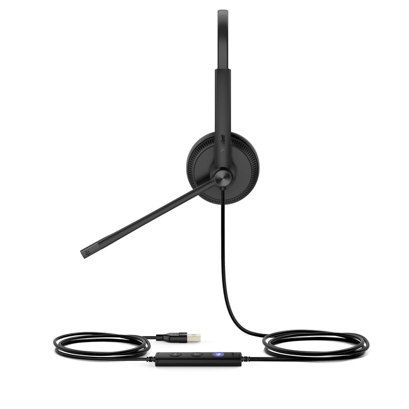 Yealink UH34 Microsoft Teams Certified USB-A Wired Dual Headset with Leather Ear Cushions - Black