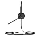 Yealink UH34 Unified Communications USB-A Wired Dual Headset with Leather Ear Cushions - Black