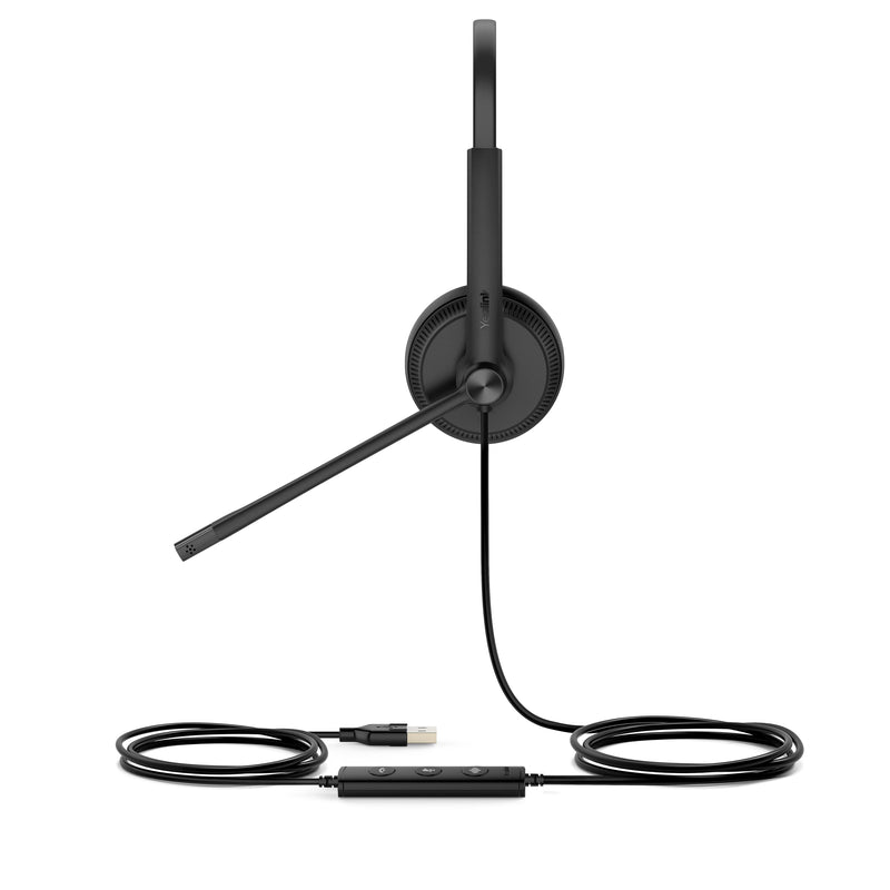 Yealink UH34 Unified Communications USB-A Wired Dual Headset with Leather Ear Cushions - Black