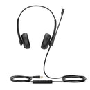 Yealink UH34 Unified Communications USB-A Wired Dual Headset with Leather Ear Cushions - Black