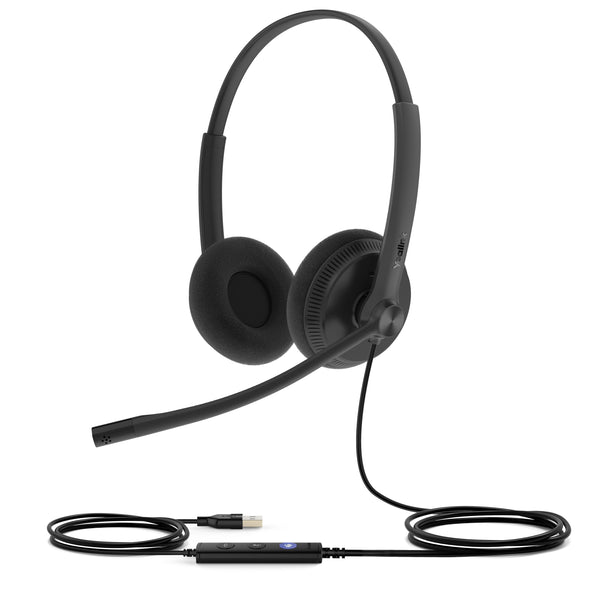 Yealink UH34 Lite Microsoft Teams Certified USB-A Wired Dual Headset with Foam Ear Cushions - Black