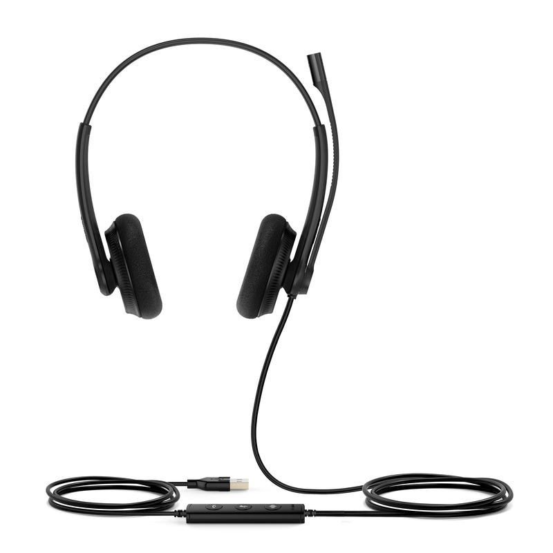 Yealink UH34 Lite Unified Communications USB-A Wired Dual Headset with Foam Ear Cushions - Black