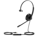 Yealink UH34 Microsoft Teams Certified USB-A Wired Mono Headset with Leather Ear Cushion - Black