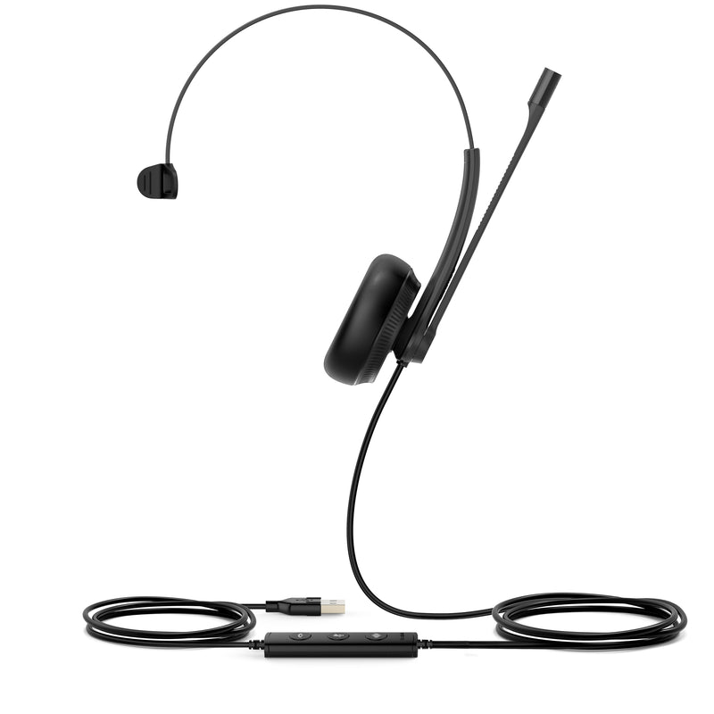 Yealink UH34 Unified Communications USB-A Wired Mono Headset with Leather Ear Cushion - Black