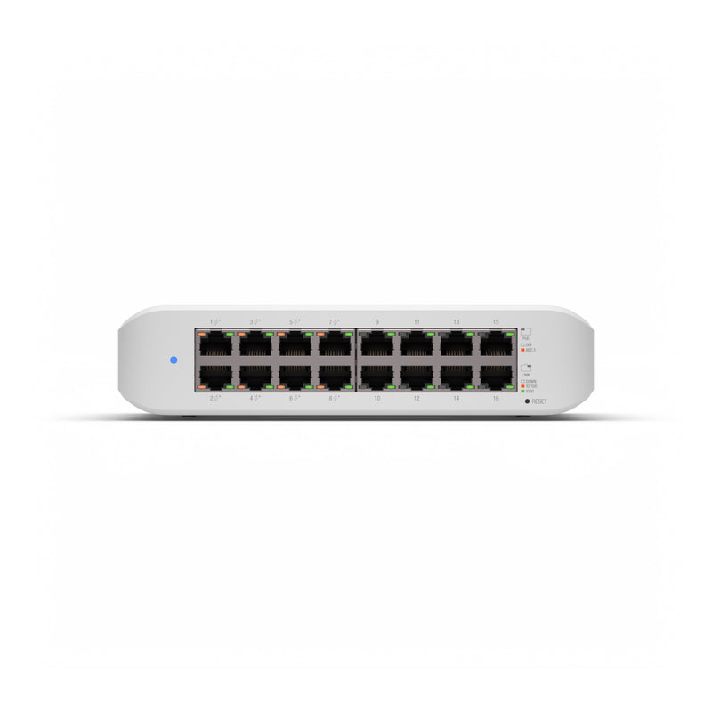 Ubiquiti UniFi Switch Lite Managed 16-port Gigabit Ethernet Switch with 8-port Auto-Sensing 802.3at PoE+ - White