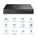 TP-Link VIGI 8-channel PoE+ 1 SATA Interface Network Video Recorder NVR - Black