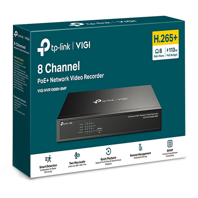 TP-Link VIGI 8-channel PoE+ 1 SATA Interface Network Video Recorder NVR - Black