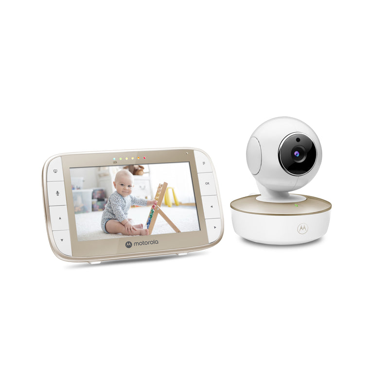 Motorola VM50G Video Baby Monitor with Pan, Tilt & Zoom - 2 Camera Set - White & Gold