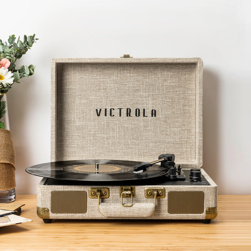 Victrola Journey+ Signature Bluetooth Suitcase Record Player - Linen Beige