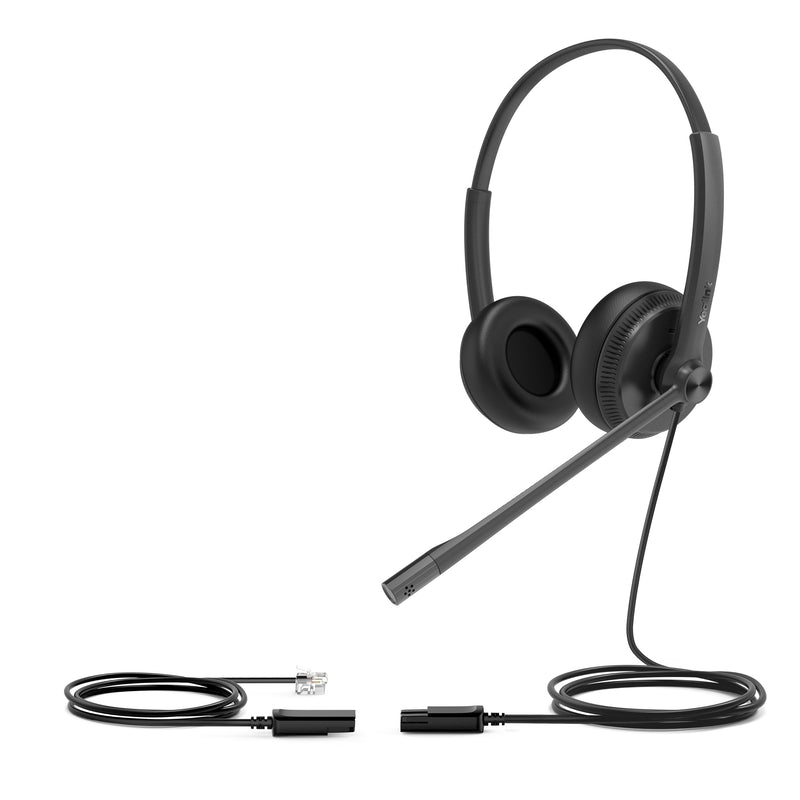 Yealink YHS34 Dual QD to RJ9 Wideband Headset with Leather Ear Cushions - Black (CALL FOR QUOTE)