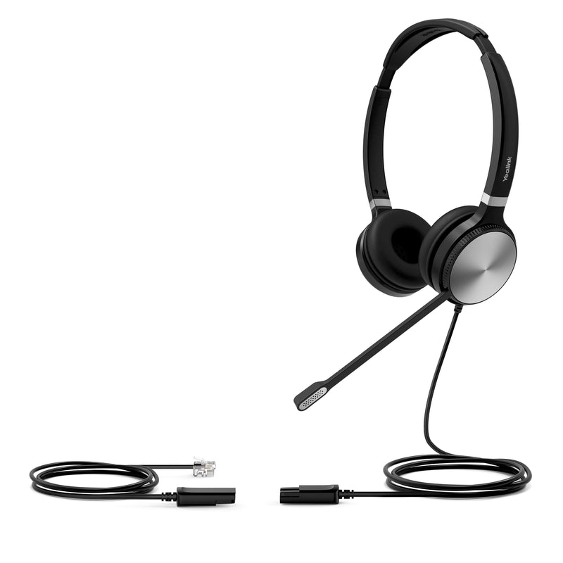 Yealink YHS36 Dual QD to RJ9 Wideband Headset with Leather Ear Cushions - Black (CALL FOR QUOTE)