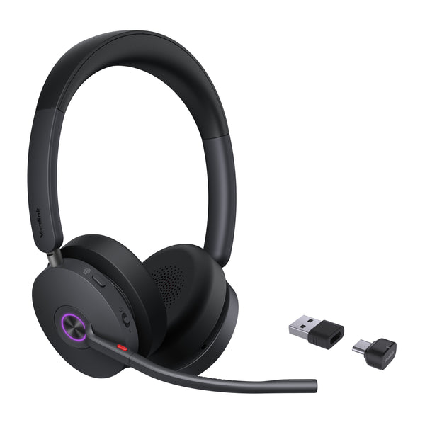 Yealink BH74 Microsoft Teams Certified Essential Bluetooth Wireless Headset with USB-C Dongle and USB-A Adapter - Black