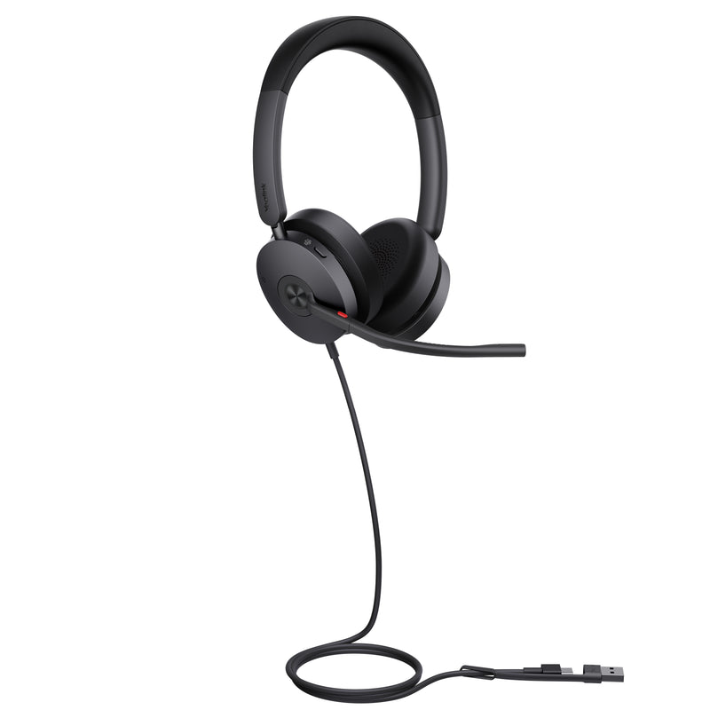 Yealink UH48 Microsoft Teams Certified USB-C Wired Dual Headset with USB-A Adapter - Black