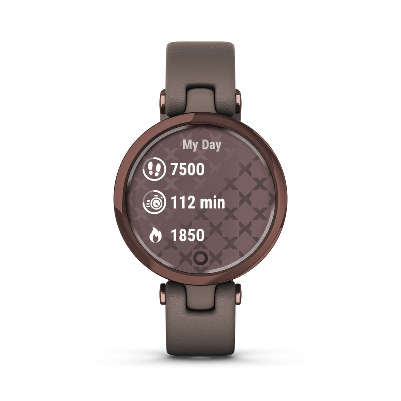 Garmin Lily Classic Leather Heart Rate Smartwatch and Fitness Tracker with Assistance Alerts - Bronze