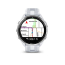 Garmin Forerunner® 965 GPS Smartwatch - Titanium Bezel with Whitestone Case and Whitestone/Powder Grey Silicone Band