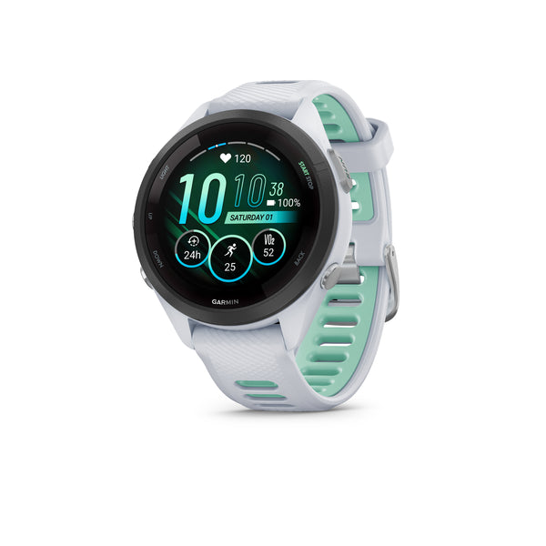 Garmin Forerunner® 265S GPS Smartwatch - Black Bezel with Whitestone Case and Whitestone/Neo Tropic Silicone Band