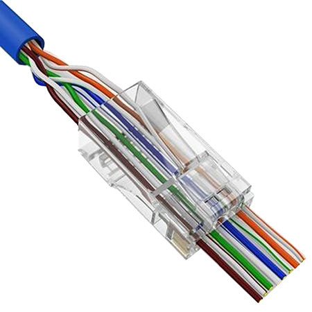 Vertical Cable Cat5e RJ45 Feed-Through Modular Plug - 100-pack