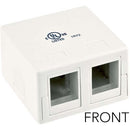 Vertical Cable 2-port Keystone Surface Mount Box with Adhesive Tape - White