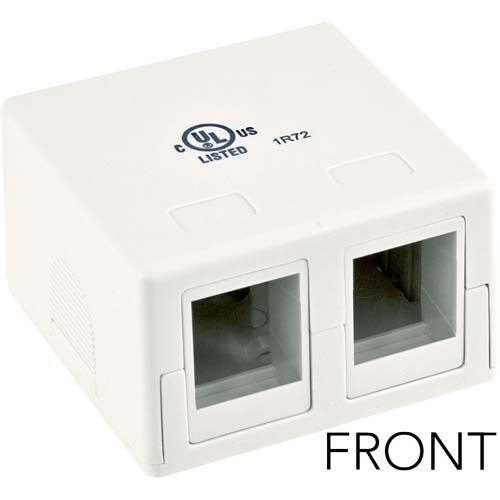 Vertical Cable 2-port Keystone Surface Mount Box with Adhesive Tape - White