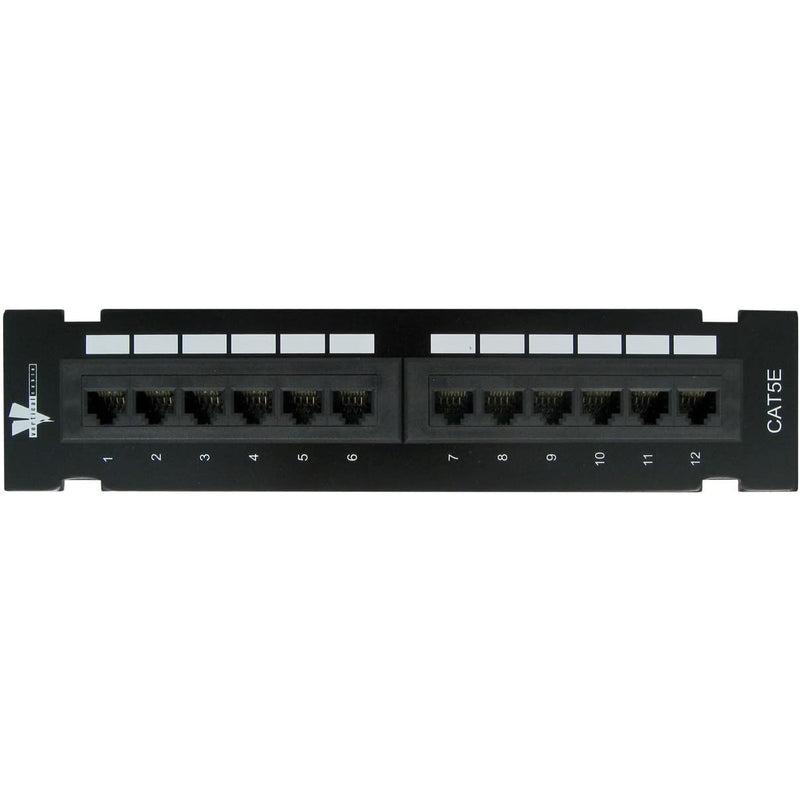 Vertical Cable 1U CAT5E 12 Port-Mini, 110 IDC Patch Panel - Black