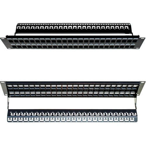 Vertical Cable Rack Mountable 2U 48-port Shielded Blank Patch Panel with Cable Manager - 48.26-cm (19-in) - Black