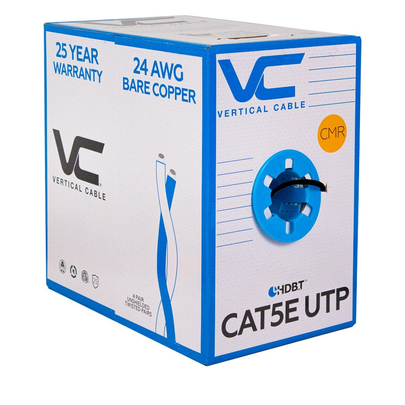 Vertical Cable Cat5e 24-gauge 8-conductor UTP Solid Bare Copper 350-MHz Riser Rated PVC Jacket - 304.8-meter (1000-ft) Pull Box - Black