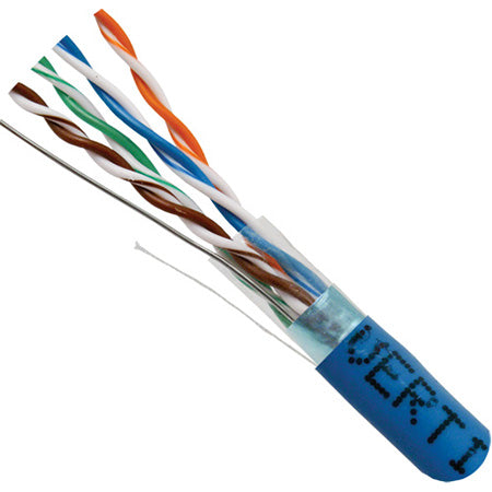 Vertical Cable Shielded Riser Rated Cat5e 350-MHz 8-Conductor 4-Pair 24-gauge UTP Solid Bare Copper FT4 - 304.8-meter (1000-ft) Pull Box - Blue