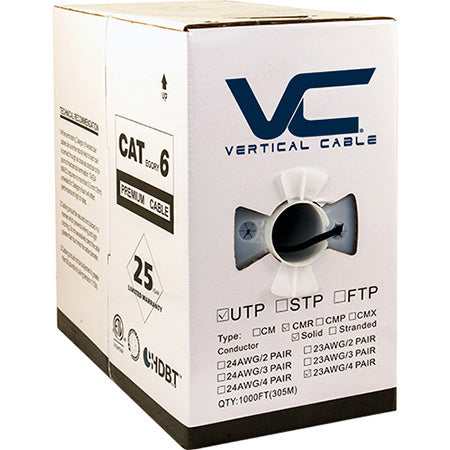 Vertical Cable CAT6 FT4 304.8-meter (1000-ft) Pull Box - Black