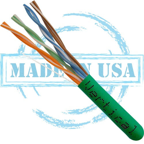 Vertical Cable Cat6 Plenum 23-gauge 8-conductor UTP Solid Bare Copper CMP Rated 550-MHz Data Cable - 304.8-meter (1000-ft) Pull Box - Green