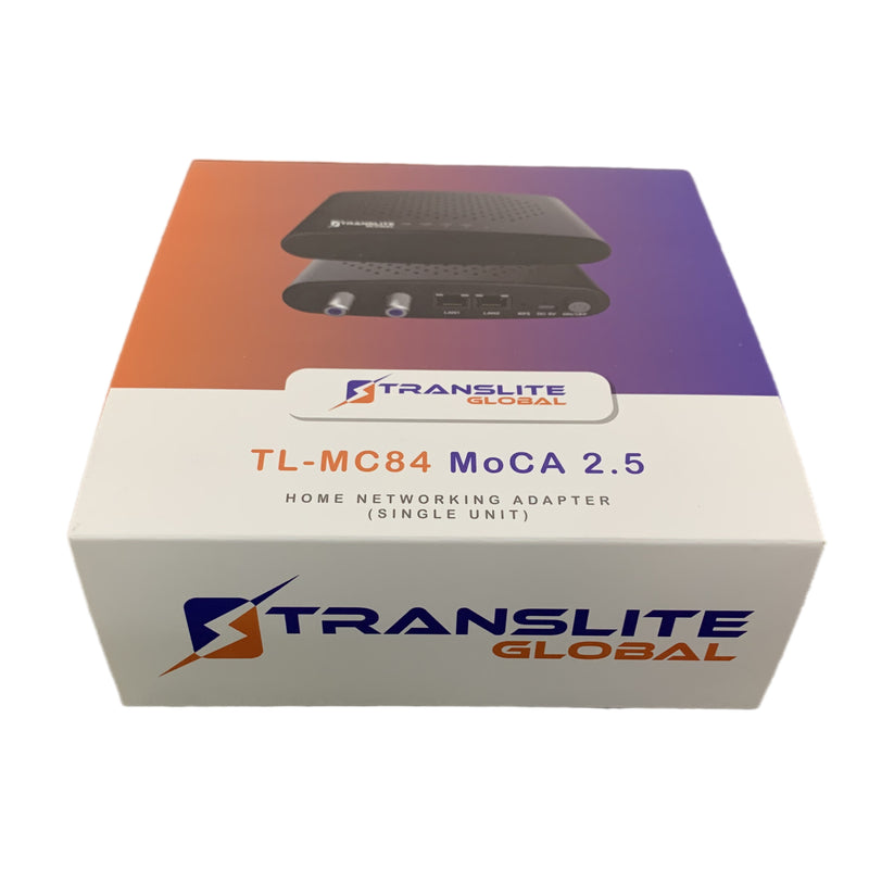 Translite Global MoCA 2.5 Ethernet Over Coaxial Network Adapter with 2 Gigabit Ethernet Ports - Black