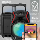 M True Wireless Trolley Karaoke Speaker With Microphone and LED Lights - Red