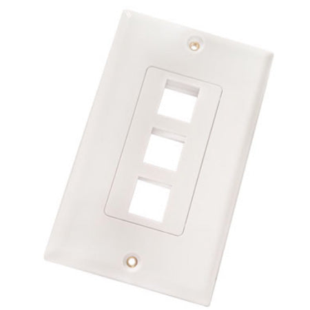 Vertical Cable 3-port Keystone Insert Decora Wall Plate - White