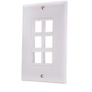 Vertical Cable 6-port Keystone Insert Decora Wall Plate - White