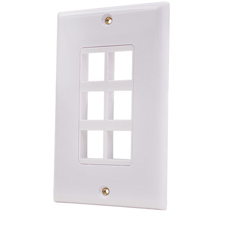Vertical Cable 6-port Keystone Insert Decora Wall Plate - White