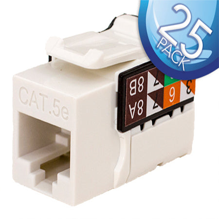 Vertical Cable RJ45/Cat5e 8x8 Data Grade Keystone Insert - 25-pack - White