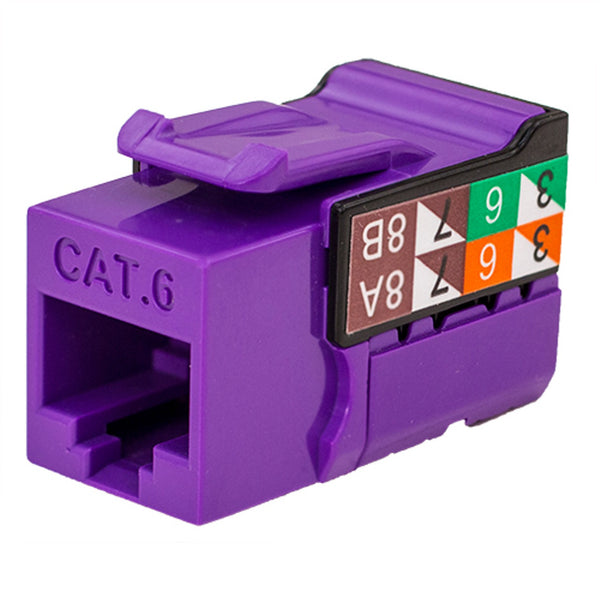 Vertical Cable RJ45/Cat6 8x8 Data Grade Keystone U-Jack Insert - Single - Purple