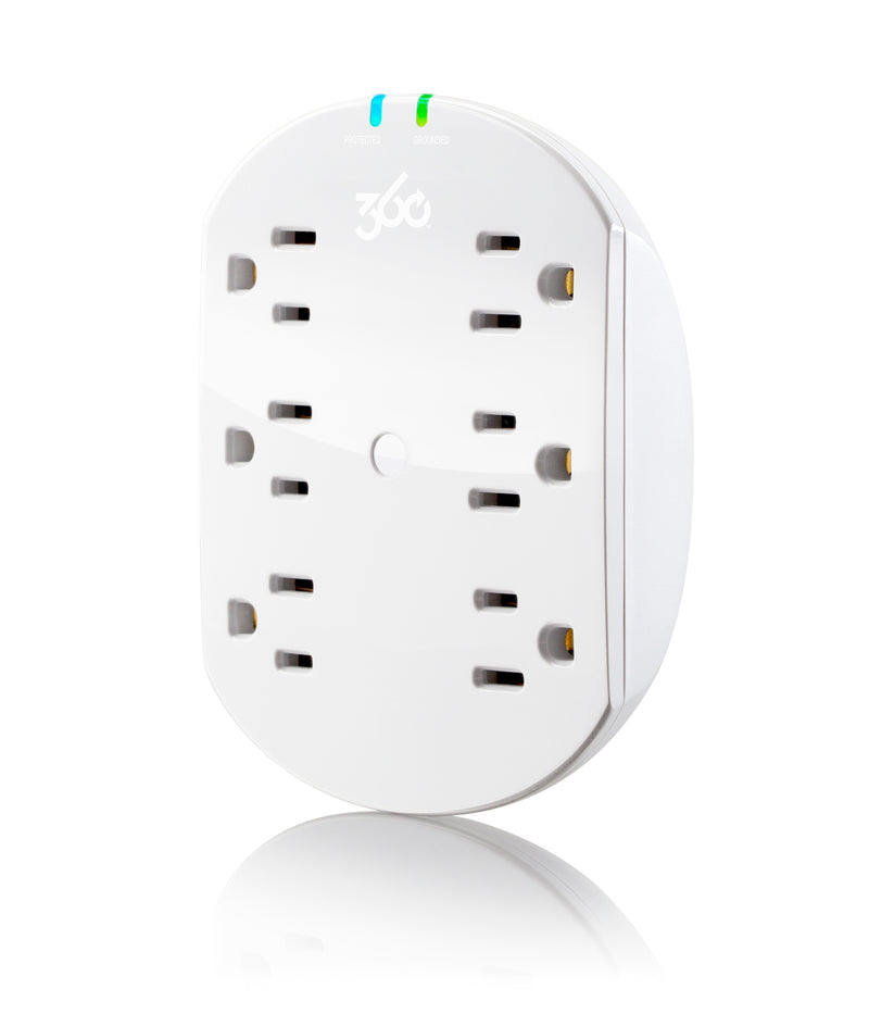 360 Electrical Loft 6 Outlet Surge Protector Wall Tap - White
