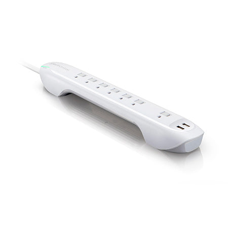 360 Electrical Idealist 7-Outlet Surge Protector with 2x 2.4-amp USB Ports and 1.8-meter (6-ft) Cord - White