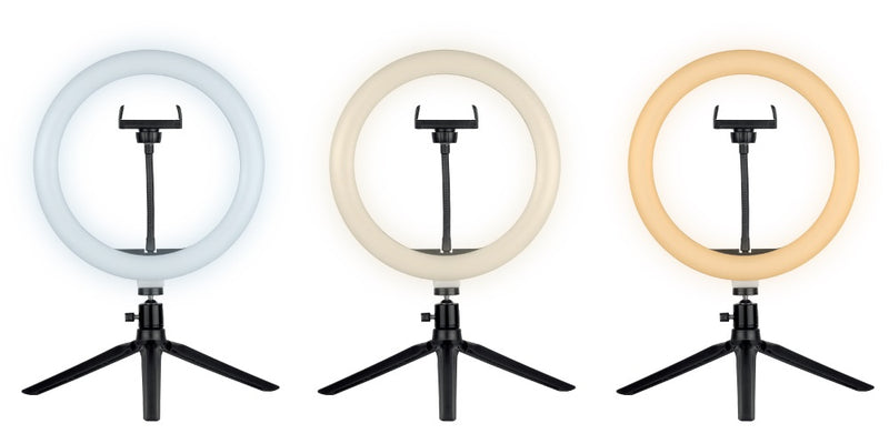 CJ Tech 10-in Selfie Ring Light with Bluetooth Shutter and Tripod - Black