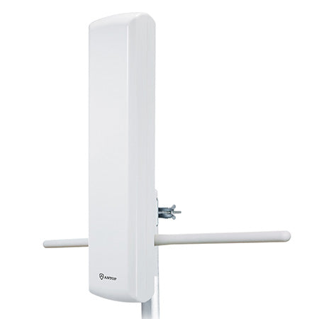 ANTOP Outdoor Amplified 136-km (85-mile) Panel HDTV Antenna with Smart Boost System - White