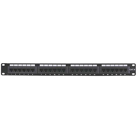 HomeWorx 24 Port Cat6 Rack Mountable Patch Panel - Black