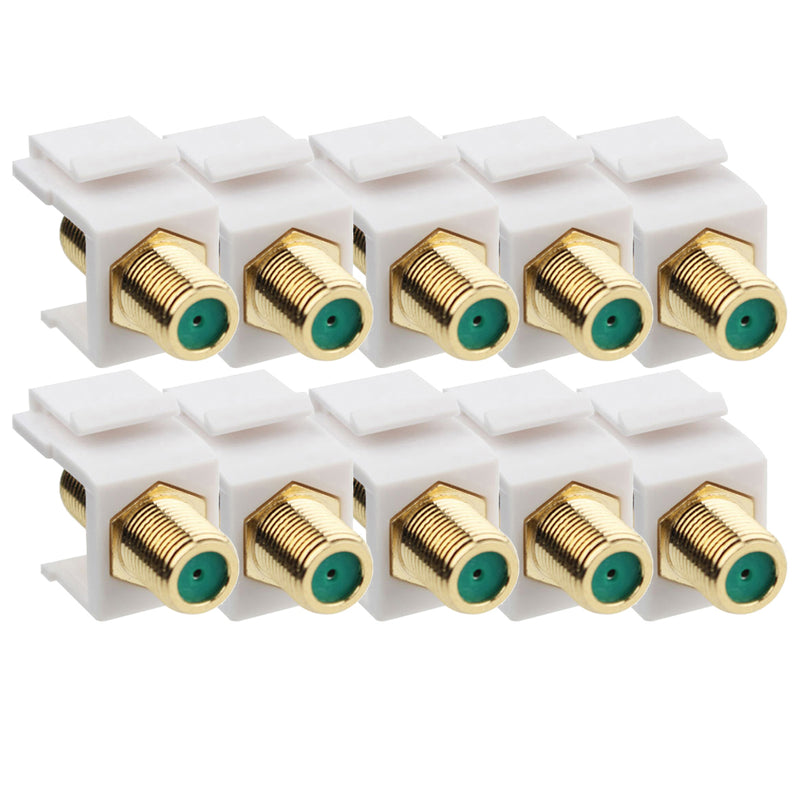 Construct Pro Gold-Plated 3-GHz F-81 Connector Keystone Insert - 10-pack - White