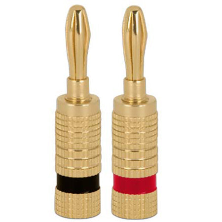Construct Pro Closed Screw Type Banana Plugs for Speaker Cables - Pair - Red,Black
