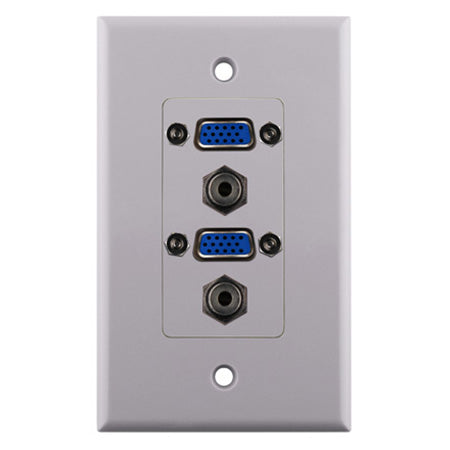 Construct Pro Dual VGA with Dual 3.5-mm Audio Wall Plate - White